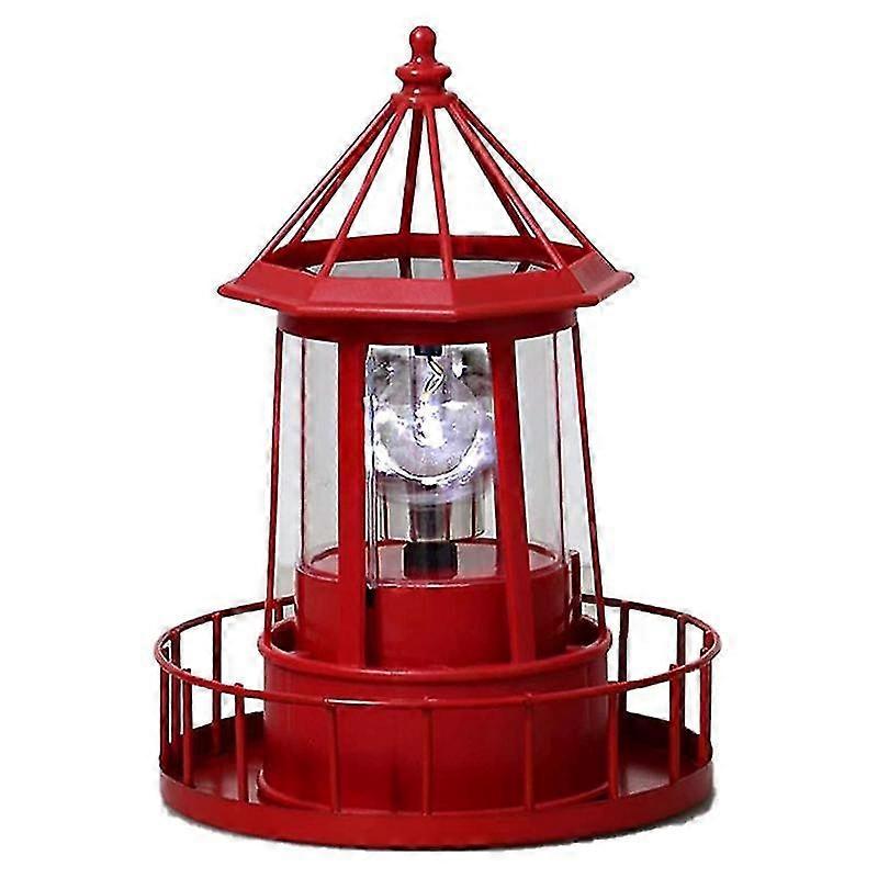 Led Solar Powered Lighthouse, 360 Degree Rotating Courtyard Lights A-qq