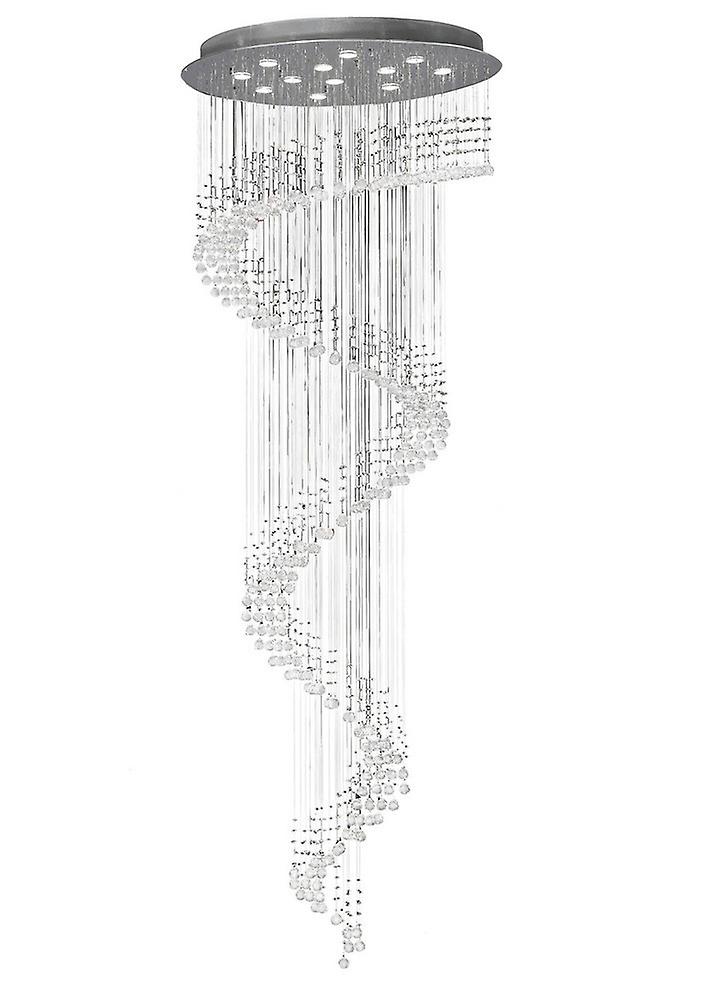 Colorado Ceiling Cluster Pendant Multi-Spiral 12 Light Polished Chrome, Crystal