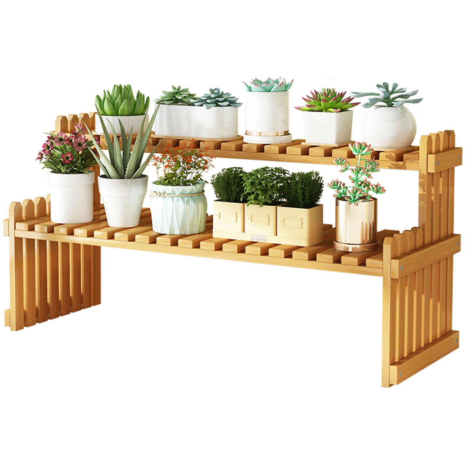 Table Top Bamboo Plant Stand Desktop Flower Shelf Rack for Indoor Outdoor Home Patio Lawn Garden Balcony Large 60cm/23.62in