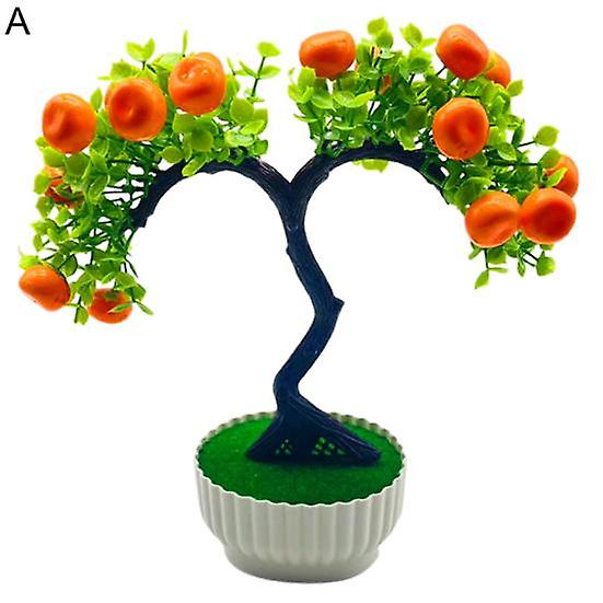 Artificial Plant Delicate Reusable Weather-resistant Realistic Fake Fruit Tree with Pot Office Decor