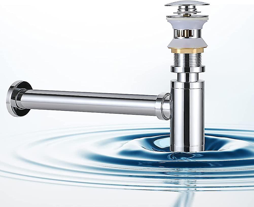 Drain Set, Wash Basin Pop Up Waste Valve With Overflow, Siphon, Wash Basin