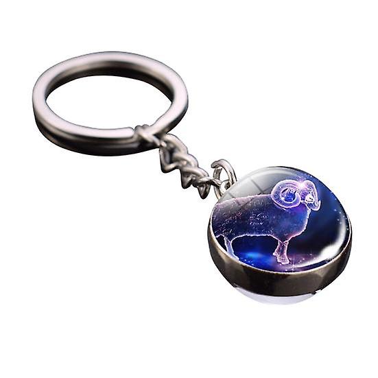 Chain Portable 12 Constellation Pattern Glow Luminous Keyring Keychain