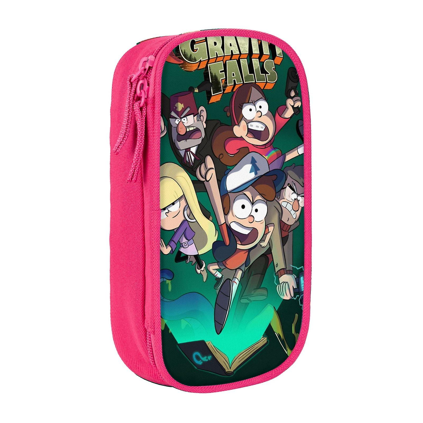 ジッパー付きグラビティフォールズペンシルケース、大容量ペンポーチ大型収納バッグ耐久性ペンボックス、子供用新学期用品ティーン学生男の子Gi