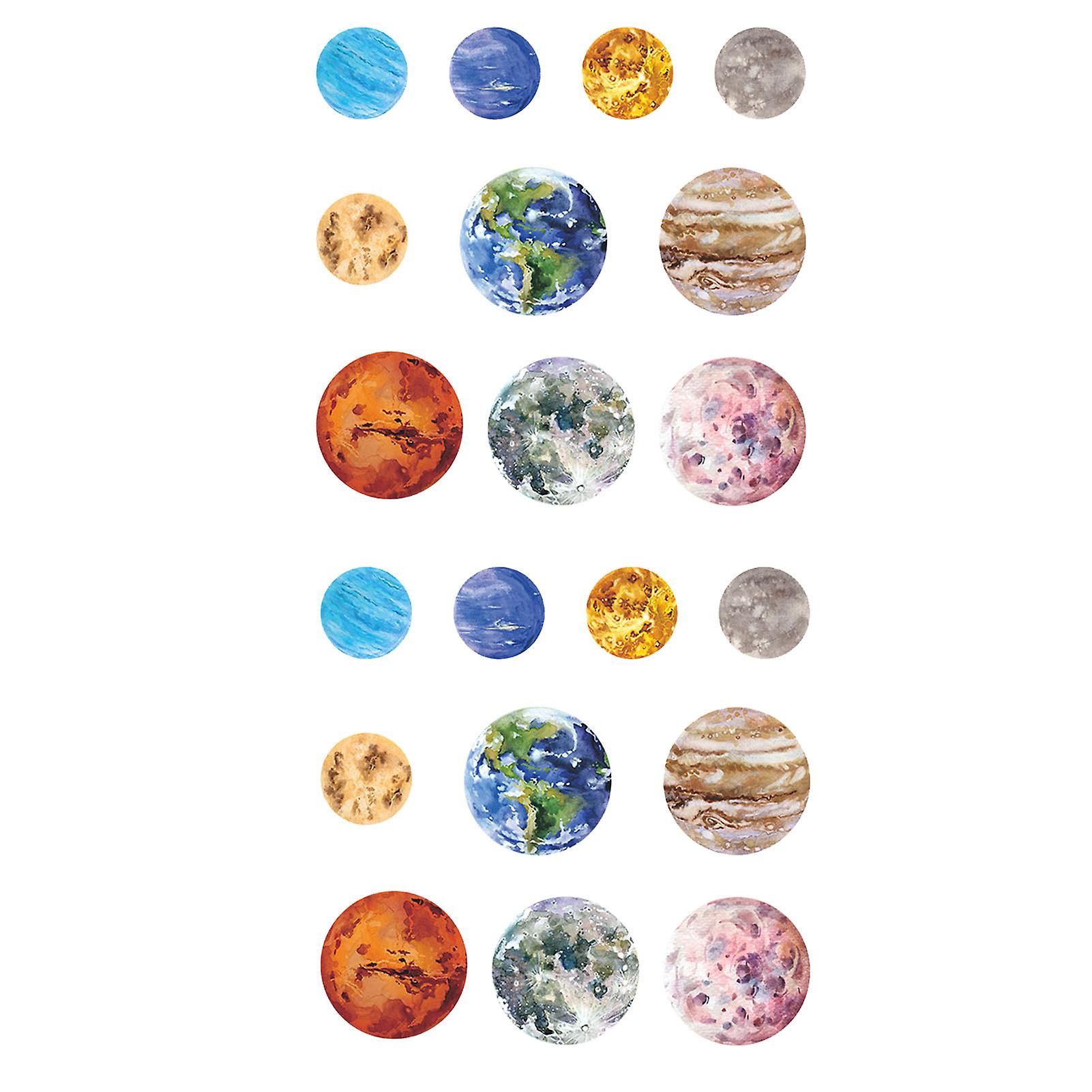 20Pcs Planet Solar System Stickers PET Universe Planet Stickers for Mobile Phones Computers Tablets Cups Lonely Planet