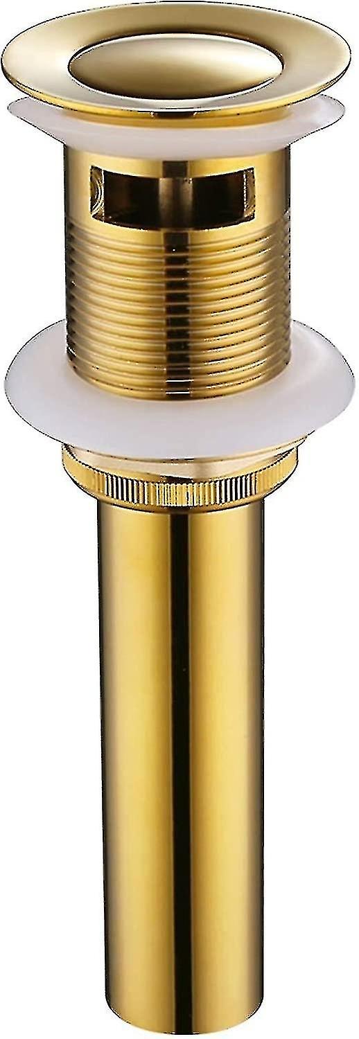 Bathroom Sink Drain Gold, Brass Pop Up Drain, Vanity Sink Stopper Drain Assembly with Overflow