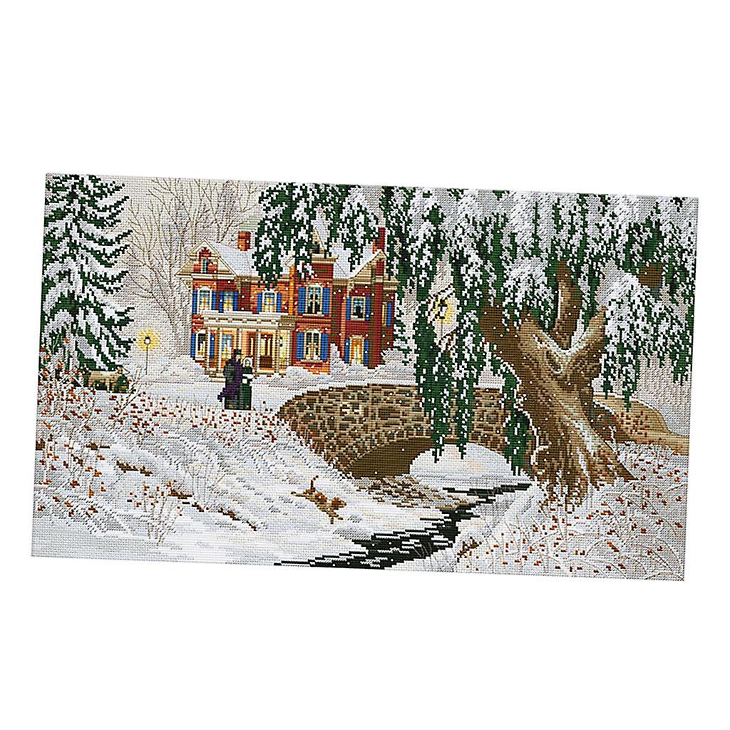 1 Set Cross Stitch Material Package with Winter Scenery Pattern