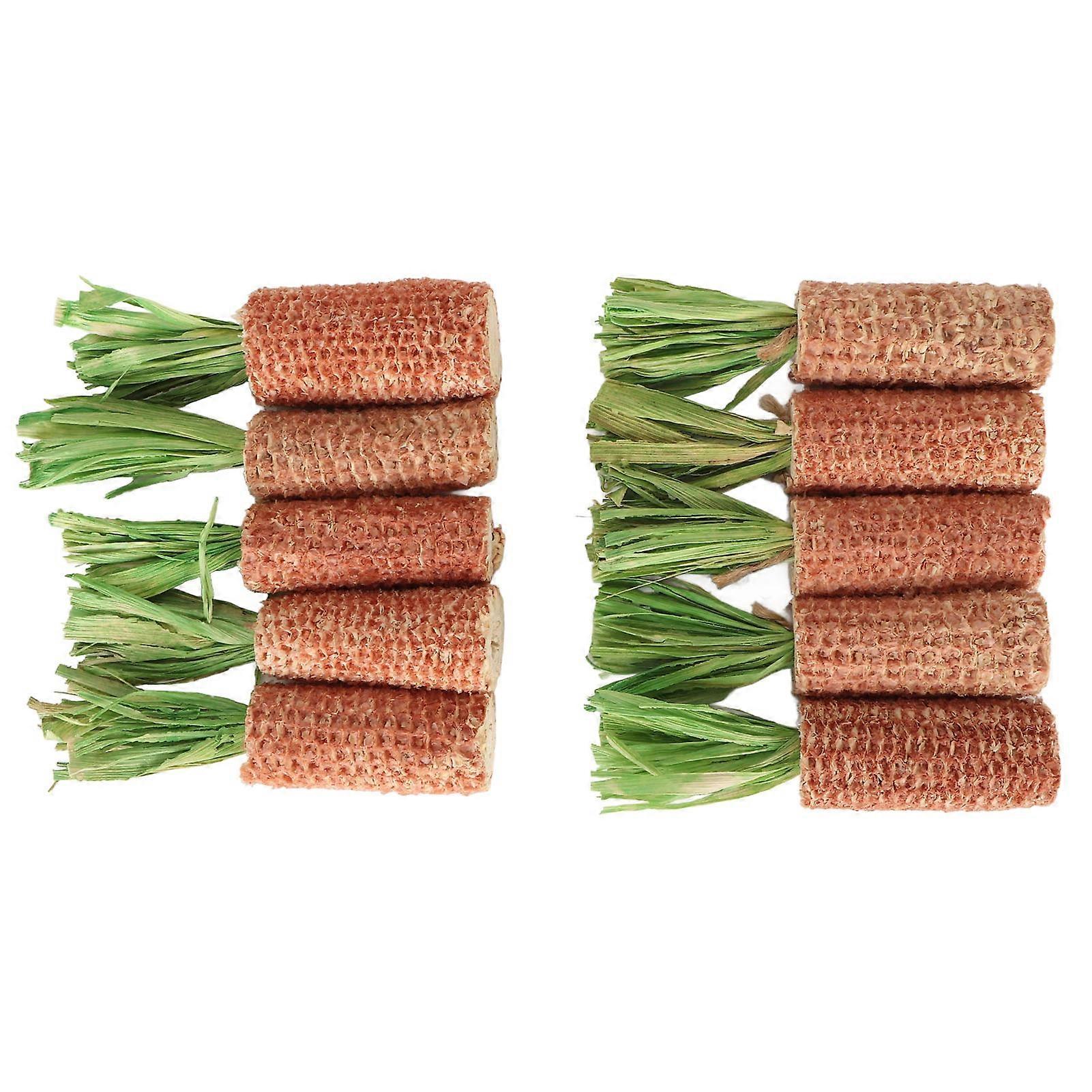 10Pcs Hamster Corn Cob Toy Carrot Shaped Teeth Grinding Rabbit Corn Cob Chew Toy for Hamster Guinea Pig Rabbit Parrot Green, Large