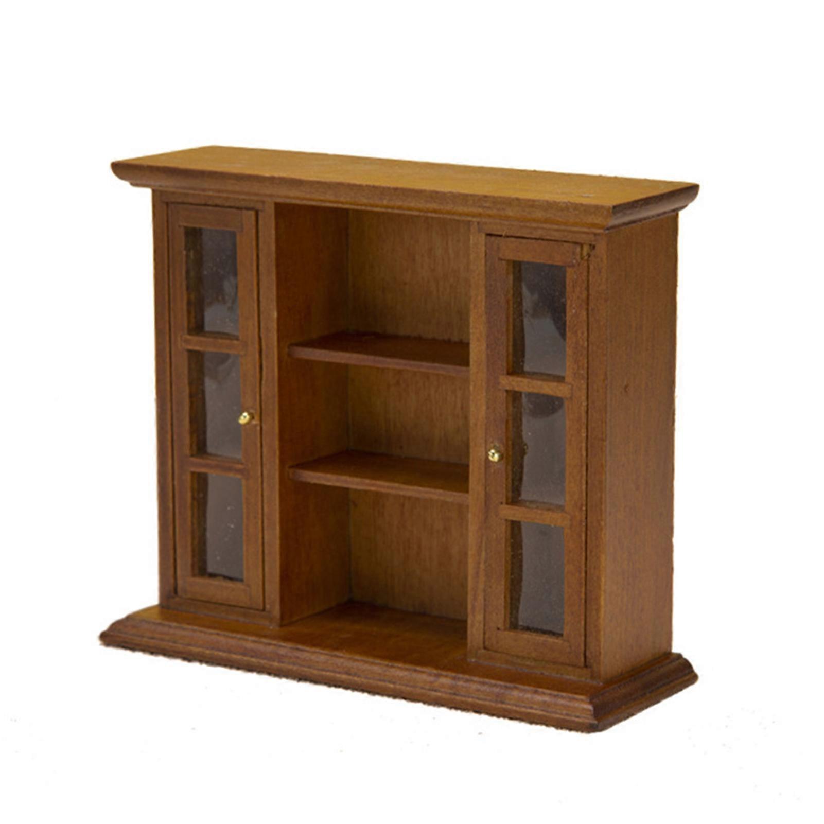 1:12 Miniature Cabinet Double Doors Multi Layered Knob Handle High Simulation DIY Miniature Furniture Bookcase Display Shelf Dollhouse Accessories
