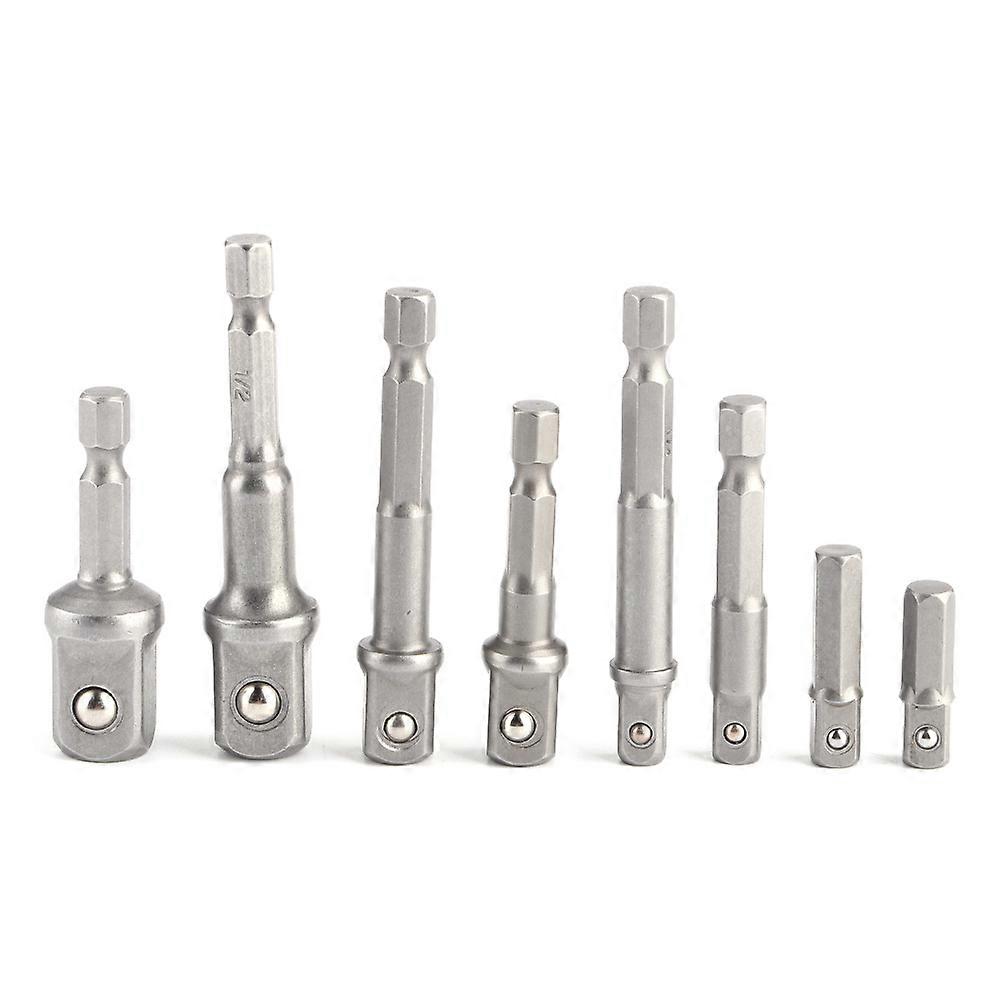 8Pcs Socket Adapter Set Driver Hex Shank Impact Drill Bits Extension Bar 1/4in 3/8in 1/2in