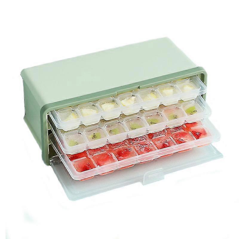 Household Ice Cube Mold Three-layer Ice-making Box With Lid Pp Plastic Pull-out Ice Tray