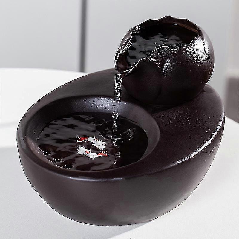 Cat Fountain Ceramic Pet Water Dispenser - Lotus Vertical Cat Drinking Fountain - Automatic Circulation Filter Water Health And Hygiene Bottom Ssxjv -