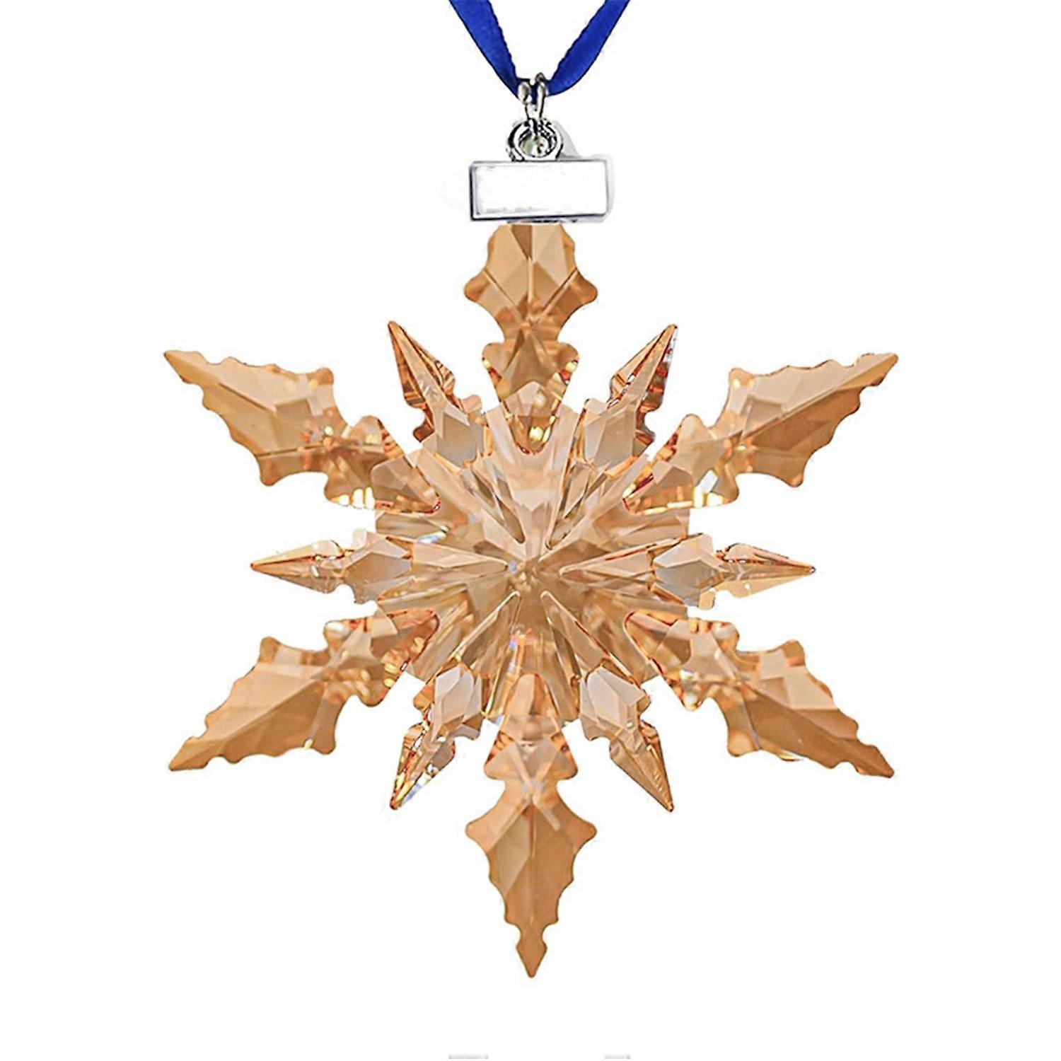 Christmas Ornaments Clear Faceted Crystal Snowflake Pendant for Christmas Tree Decoration Women