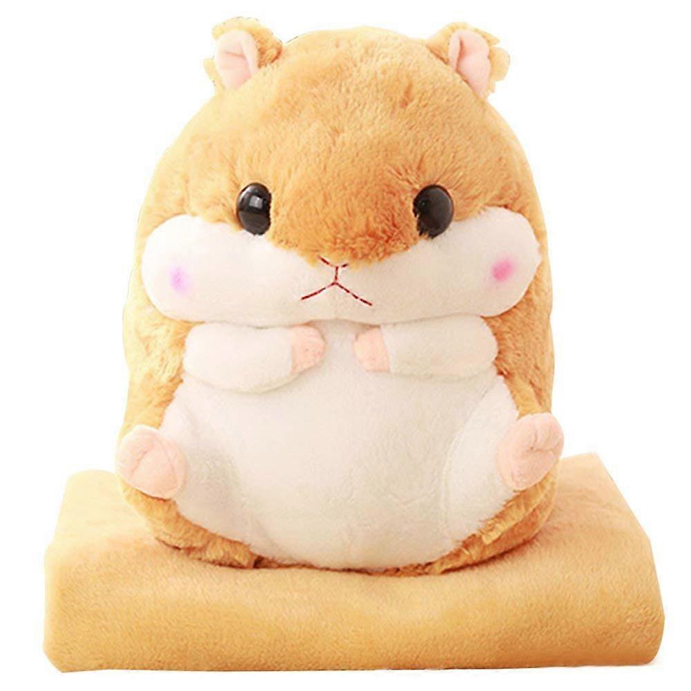2 In 1 Cartoon Hamster Cushion Blanket Set Cute Plush Stuffed Throw Pillow With Blanket Toy Home Office
