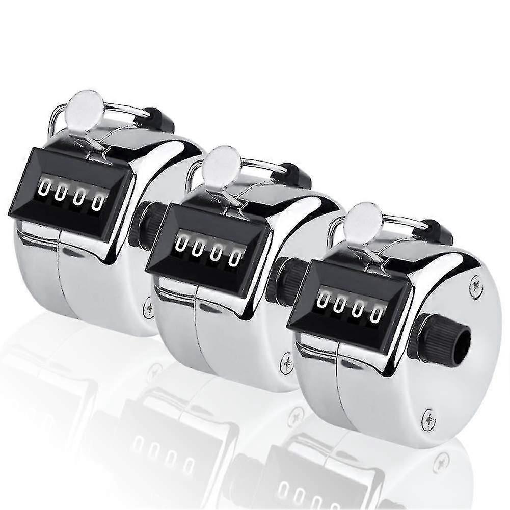 3 Pcs Hand Tally Counters, 4-digit Lap Trackers Manual Clickers Metal Mechanical Count To 9999,2024 Ping