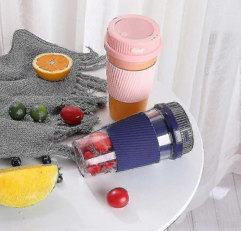 ジューサーポータブルジューシングカップ家庭用USB充電ミニ小型フルーツジューサー(ピンク)