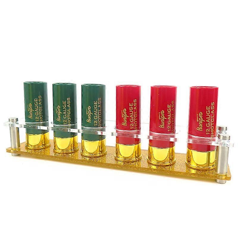 Jagd Schießen Outdoor Geschirr 6Pcs 12 Gauge Schrotflinte Shell Schnapsgläser mit goldenem Acryl Getränkehalter Kugelform Becher Set