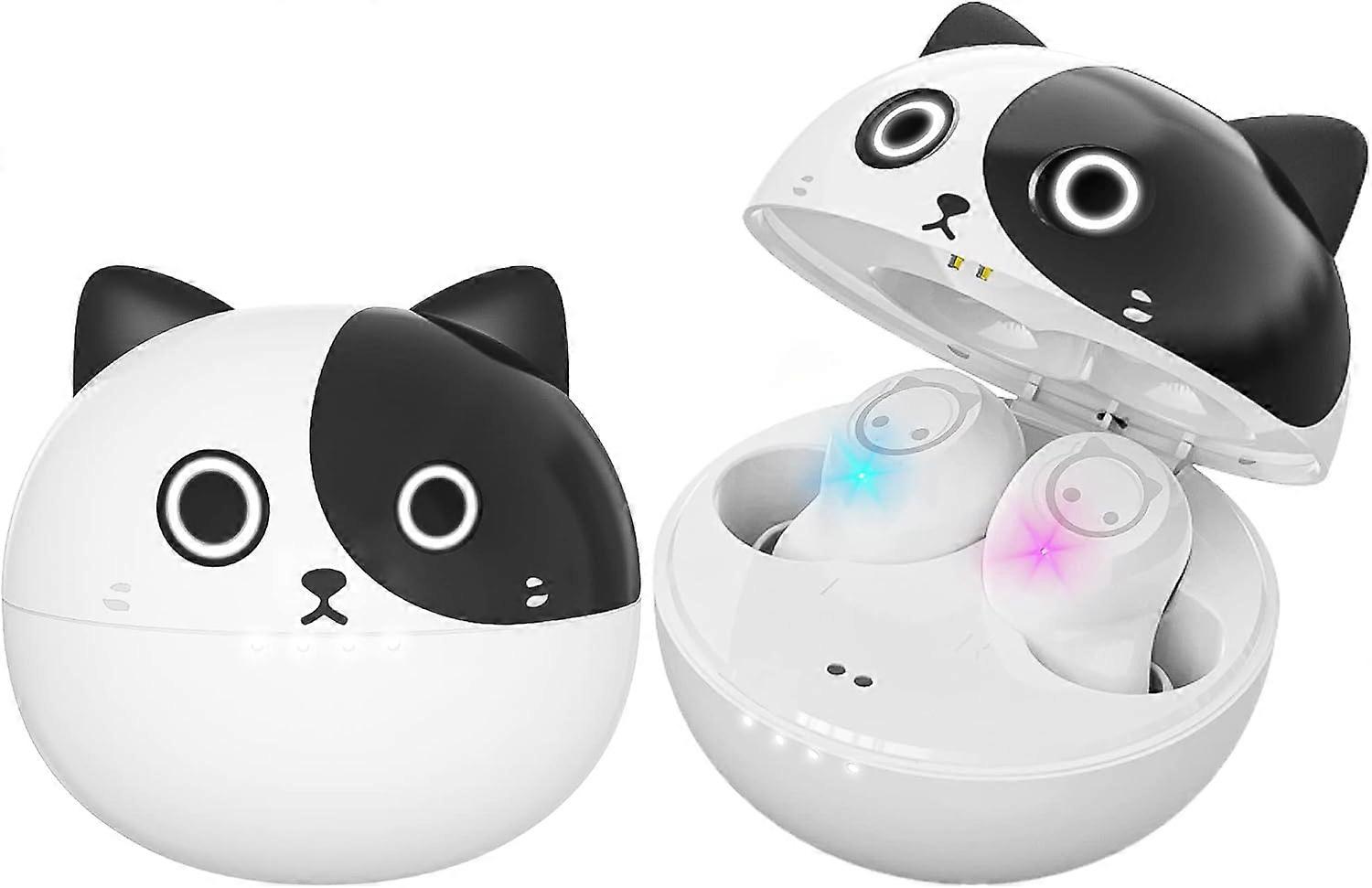 Ture wireless earbuds, cartoon wireless bluetooth 5.0 headset built-in microphone panda