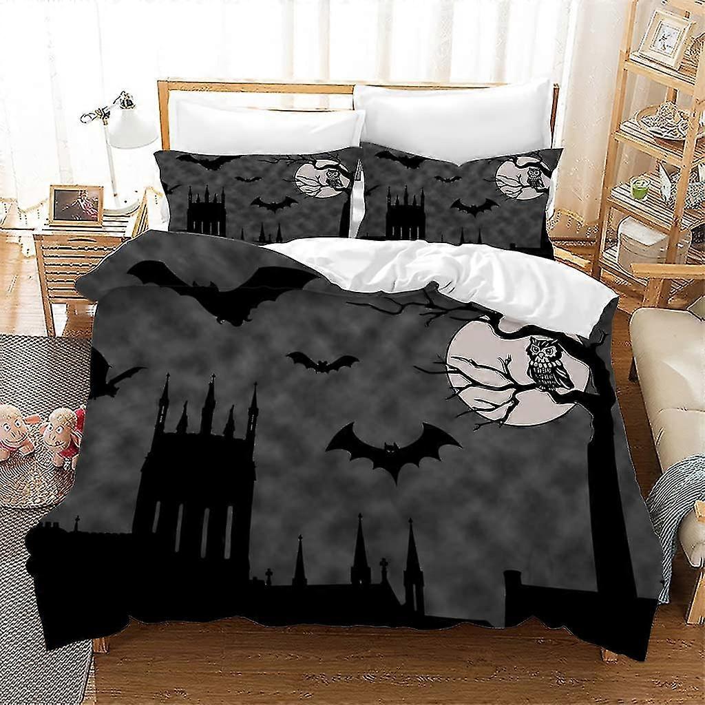 Tek Kişilik Nevresim Gri Cadılar Bayramı Çocuk Ve Gençlik Nevresim Takımı - 1 Nevresim Tek Kişilik 135x200 cm 2 Yastık Kılıflı 50x75cm