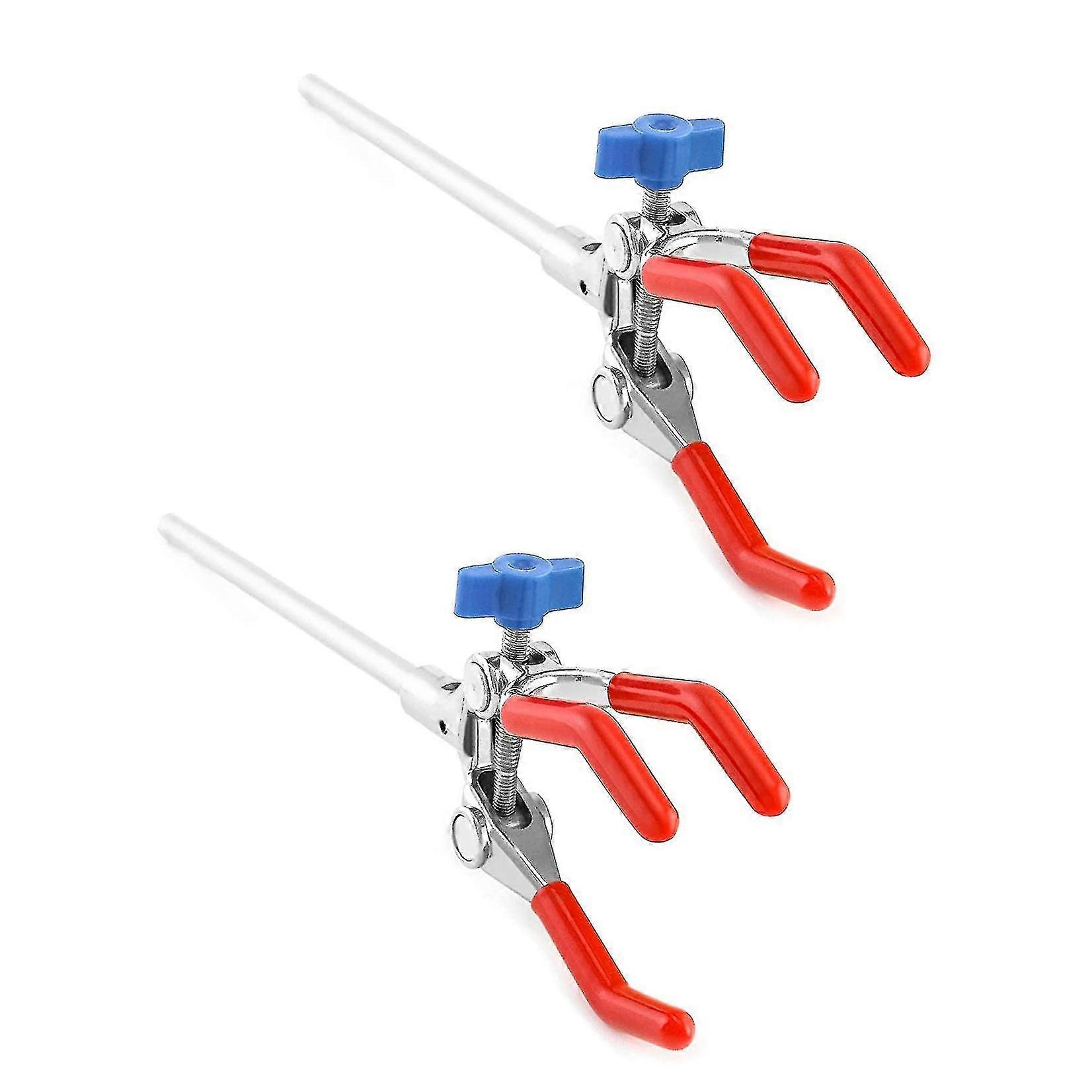 2 pcs 3 prong finger with rubber coated head laboratory beaker clamps