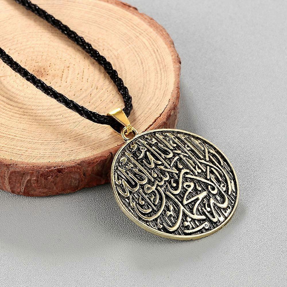Vivaday Stainless Steel Arabic Moon Pendant Necklace – Islamic Crescent Moon Jewelry For Men & Women, Gold Plated, 45cm+5cm Chain