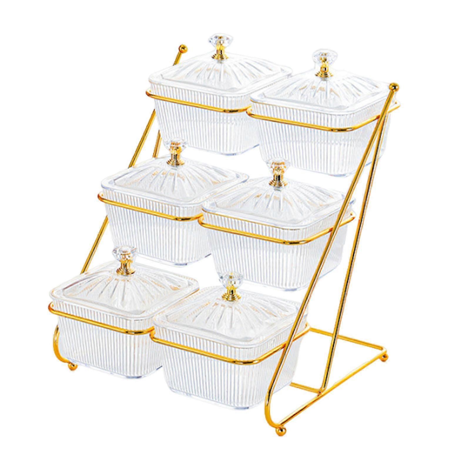 3 Tier Dried Fruit Dish Storage Container Nuts Tray for Cupcake Nuts Candies Clear