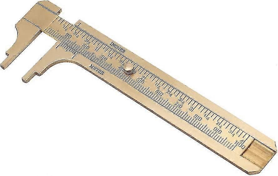 Vernier Caliper, 1pc Mini Retro Brass Slide Gauge Vernier Caliper, Sliding Ruler Measuring Tool, Double Scales, (double Scale 100mm)