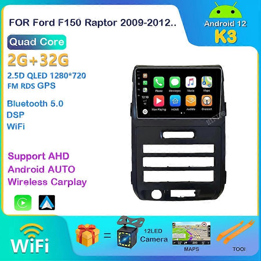 Radio auto pentru Ford F150 Raptor 2009-2012 versiune înaltă Android 12 DVD auto GPS Navigation Player Fără punte Unitate principală stereo auto