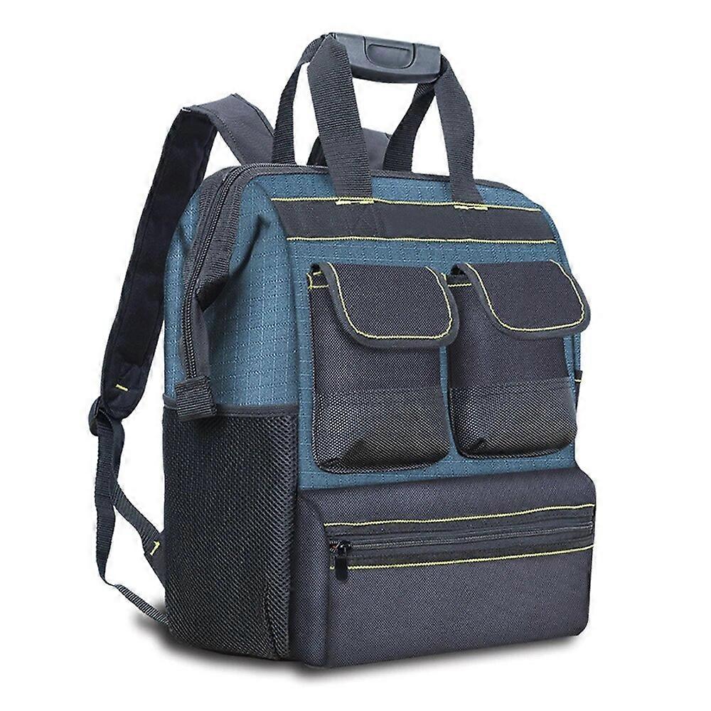 Wide Mouth Tool Tote Bag Muti-Purpose Tool Organiser with Multiple Pockets Adjustable Shoulder Straps and PE Compartment Sheet