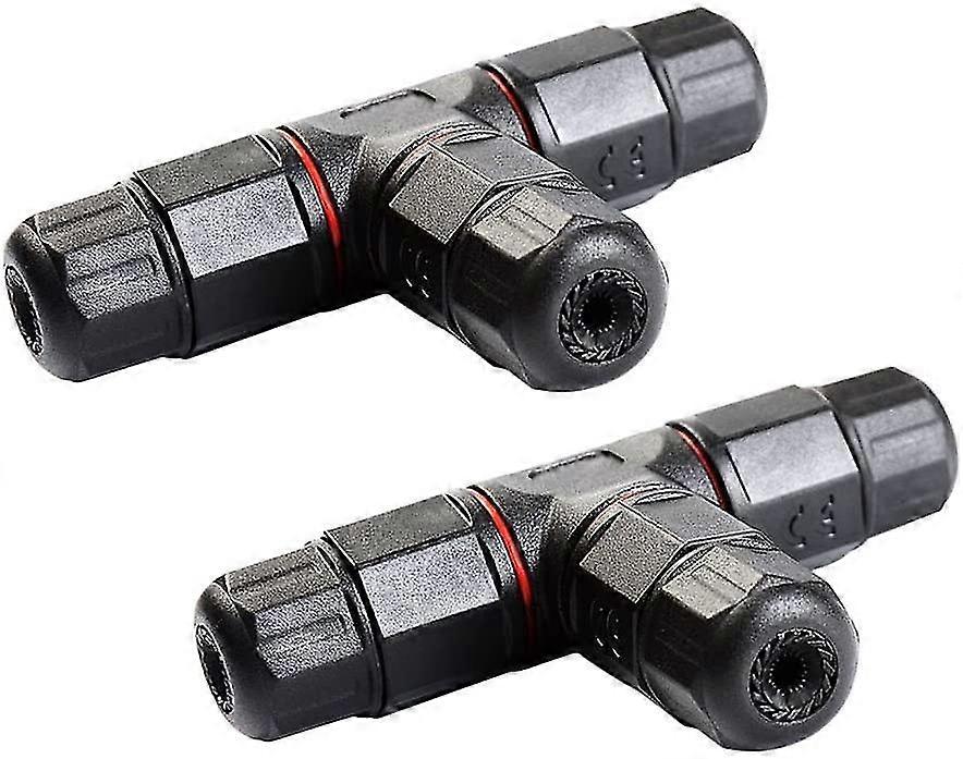 2pcs Ip68 Waterproof Electrical Junction Box 3 Way Cable Connector, Tee Waterproof Connector