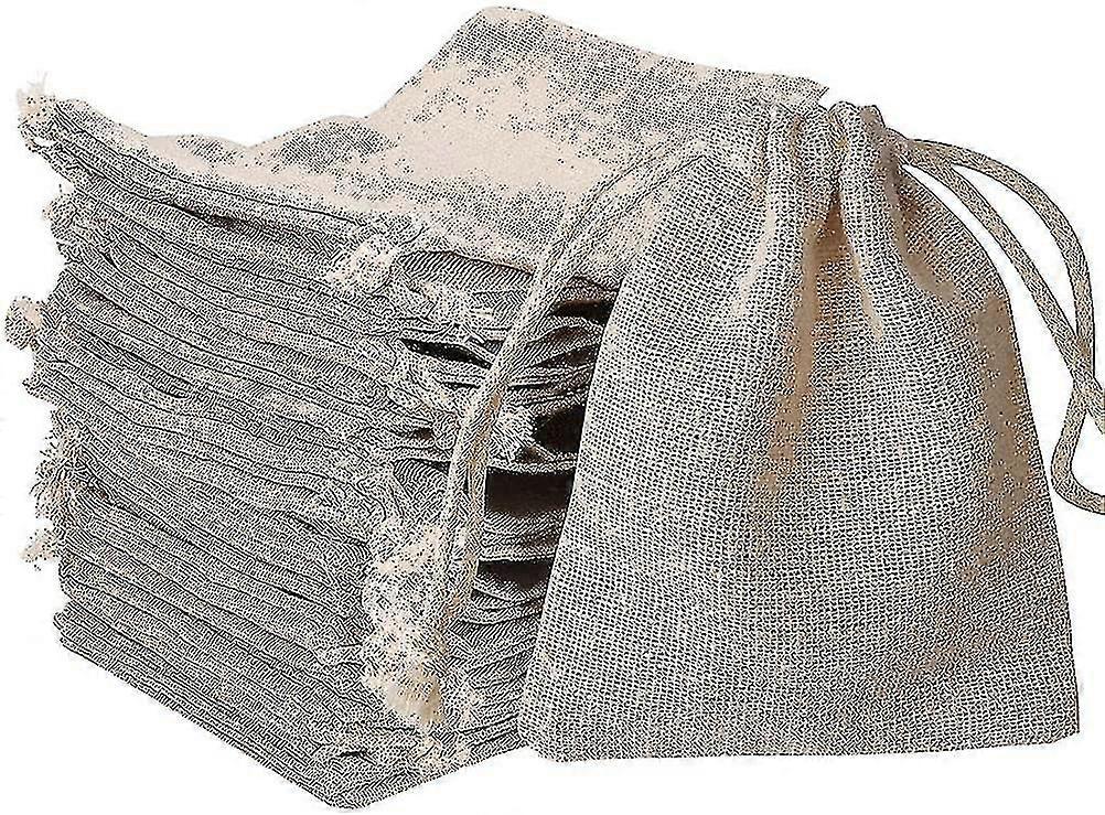 30 Pcs Cotton Drawstring Bags, Burlap Gifts Bag With Drawstring Fabric Gift Bags