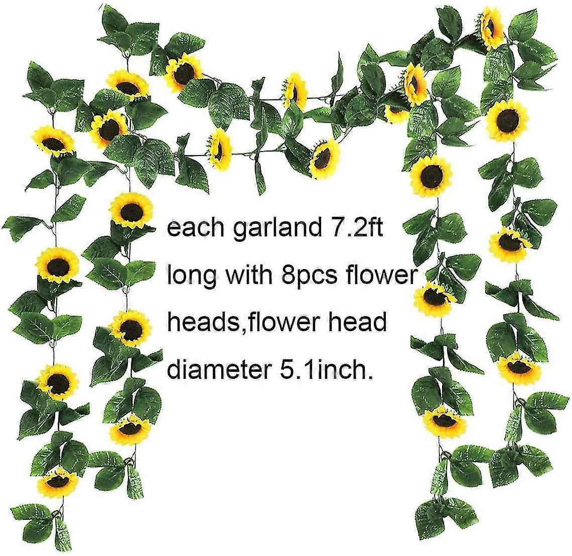 Artificial Sunflower Vine Artificial Silk Flower Garland Wreath 4 Pack