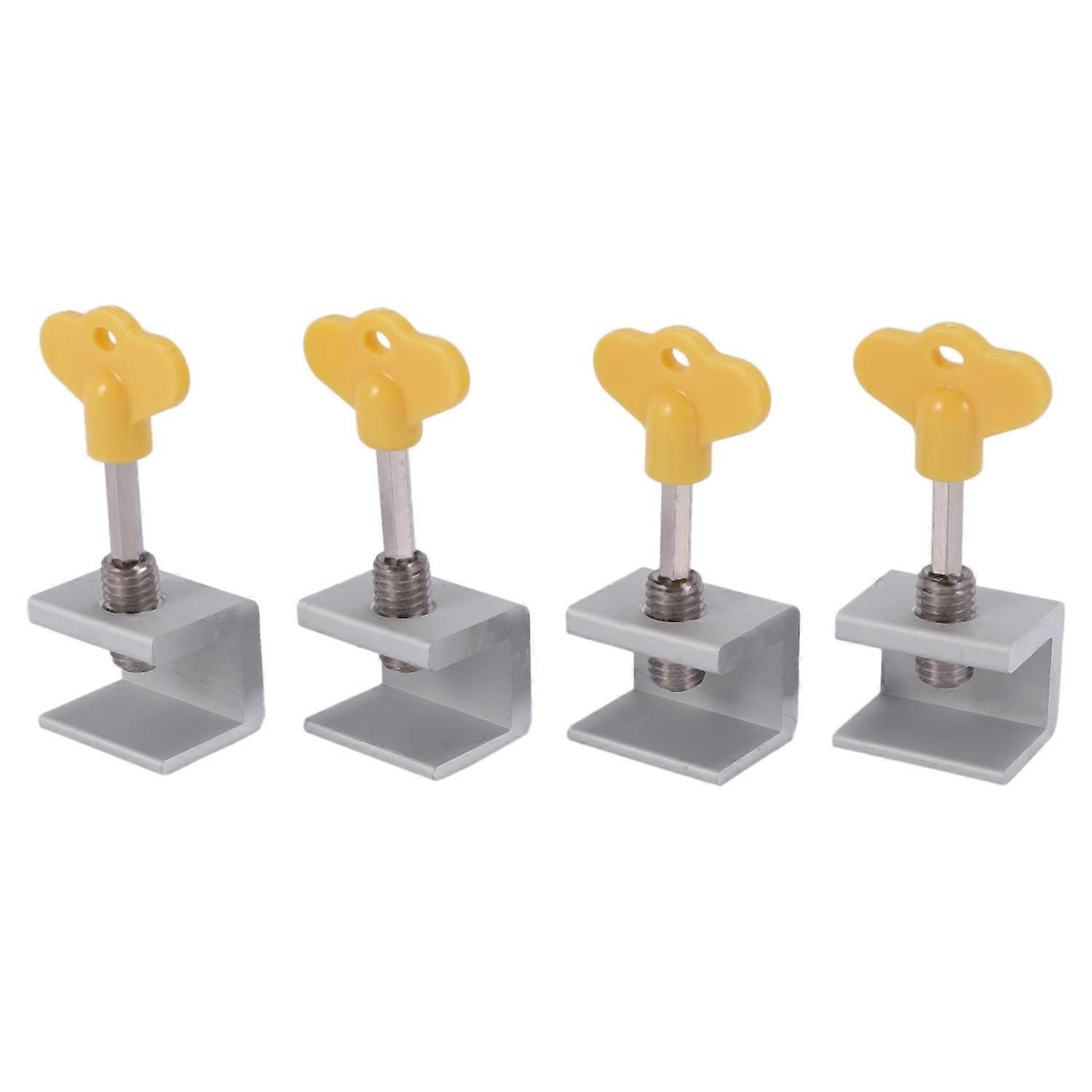 4 Sets Adjustable Sliding Window Locks Stop Aluminum + plastic Door Frame Security Lock with Keys H