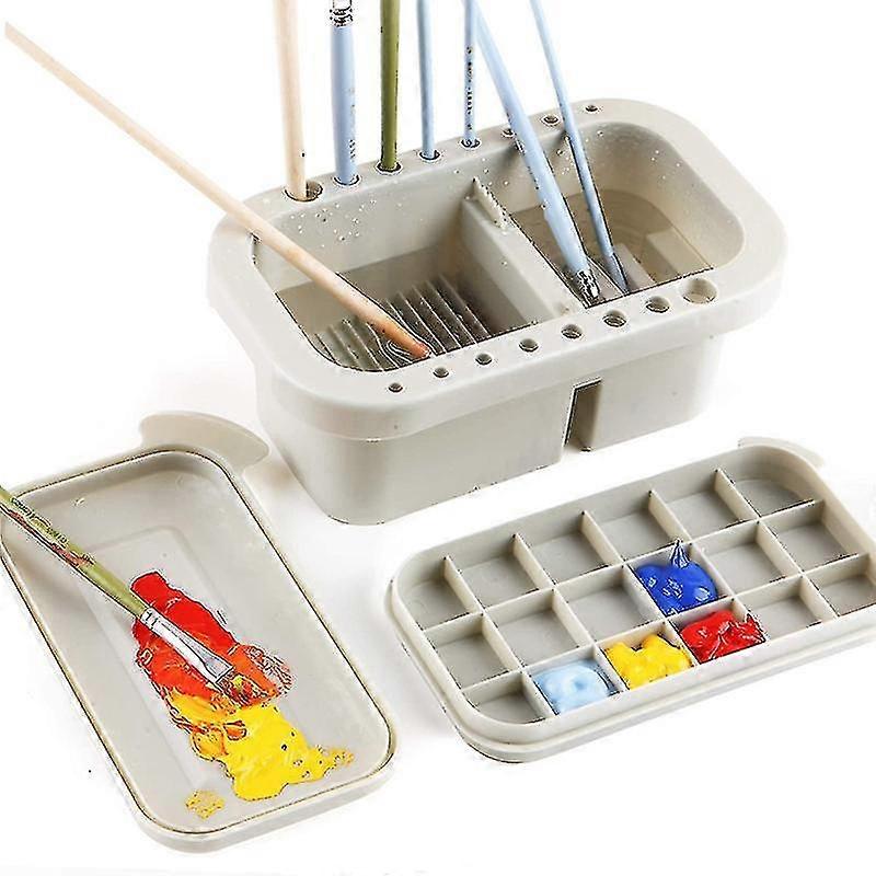 Paint Brush Cleaner, Brush Washing Bucket With Palette For Acrylic