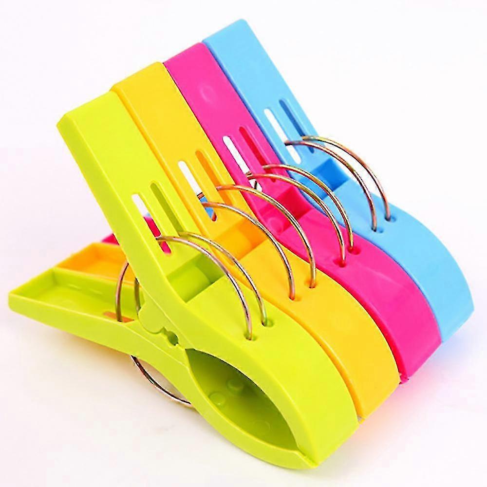 Set Of 4 Pieces Large Plastic Clothespin (random Color)