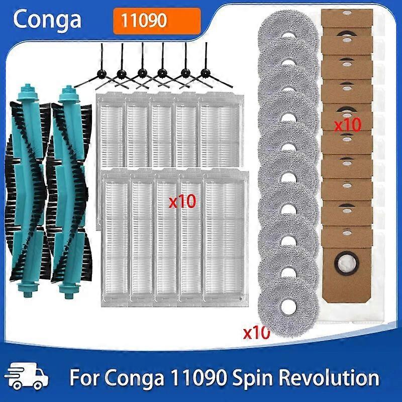 Cecotec Conga 11090スピンレボリューション交換用スペアパーツメインサイドブラシHepaフィルターモップダストバッグ用アクセサリー