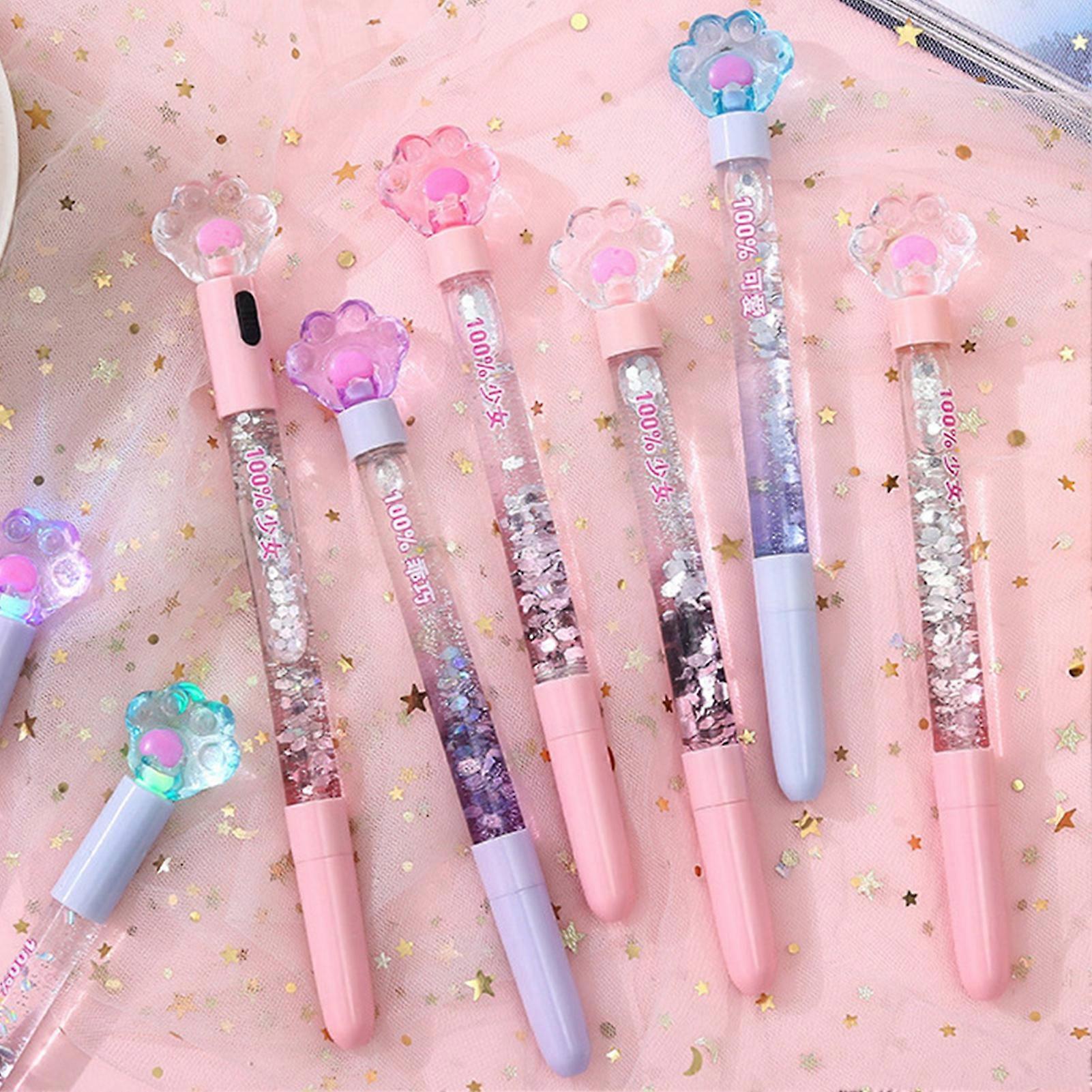 Transparent Luminous Cats Paw Gel Ball Point Pen for School KAESI