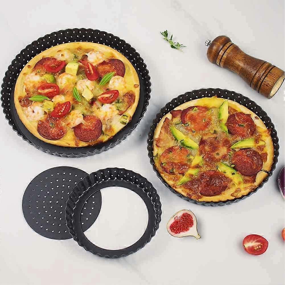 5 Inch Pie Quiche Pan, Perforated Pie Pan with Removable Bottom, Non-Stick Pizza Pie Pan, Pie Pan, Fluted Round Pie Pan for Home, Restaurant, Hotel.