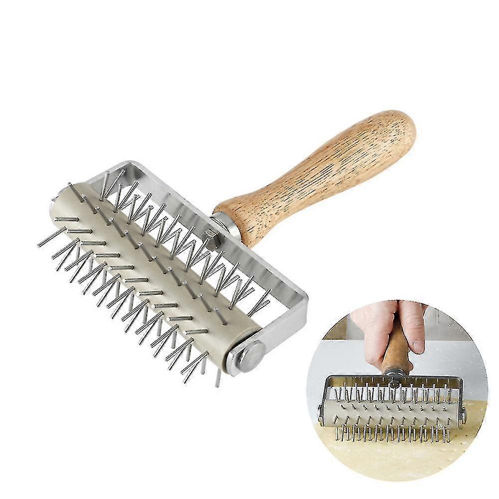 Kitchen Stainless Steel Pizza Pie Pastry Dough Hole Punch Roller Docker Pitter Baking Diy Tool