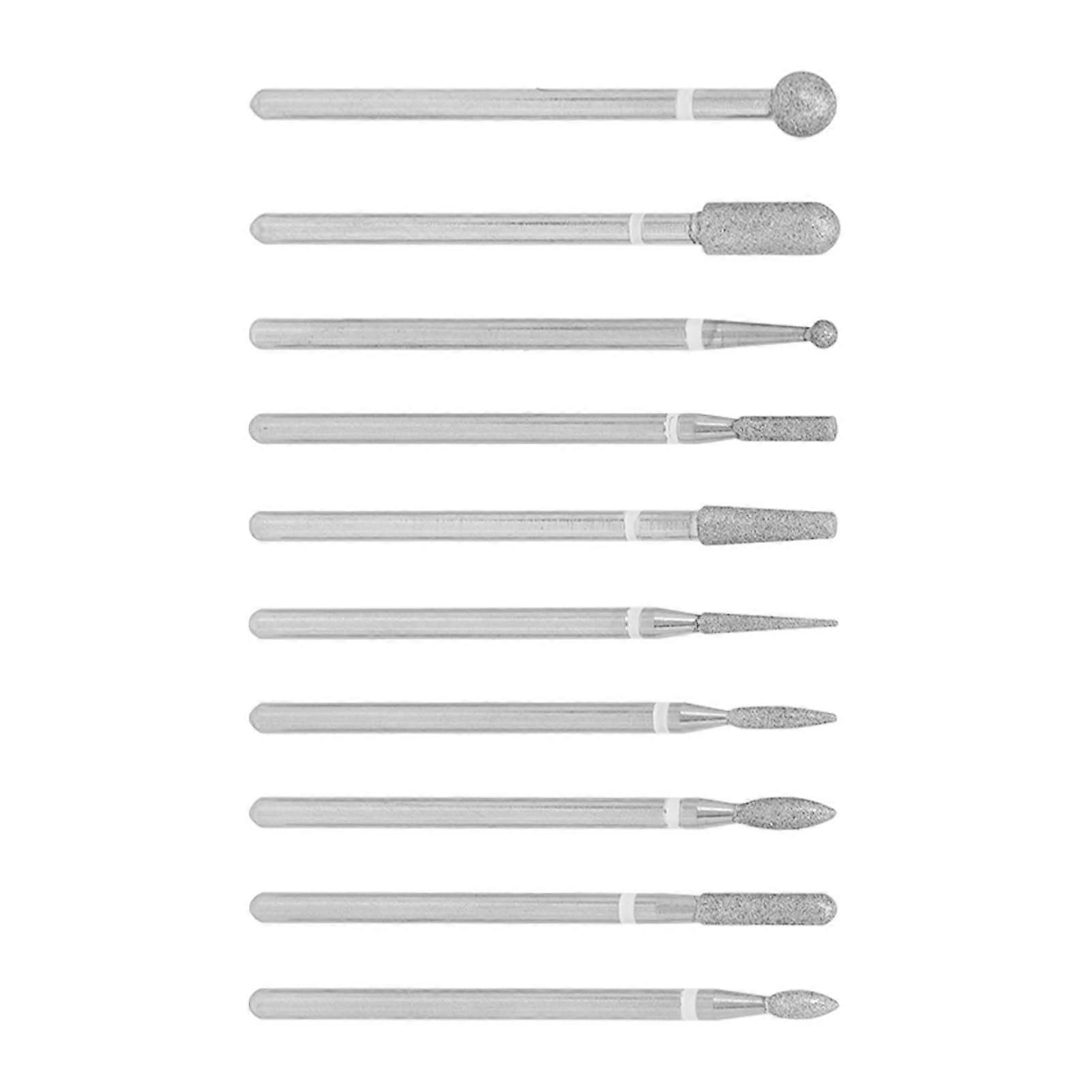 10pcs Professional Emery Nail Drill Bits Set Home Salon Novice Cuticle Remover Bits Nail Art Tool