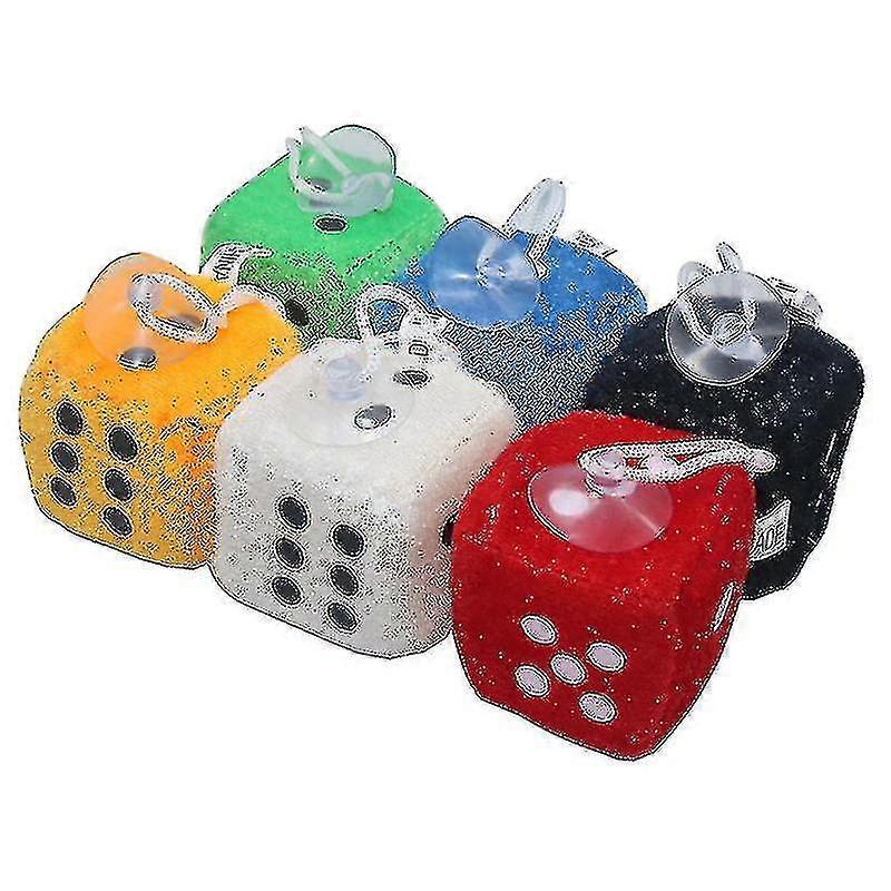 2pcs Car Pendant Colorful Plush Dice Craps