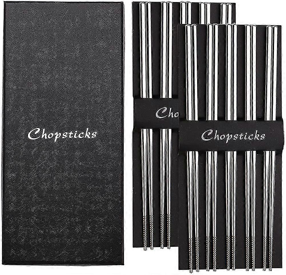 Baguettes en métal, ensemble de baguettes en acier inoxydable 18/10, réutilisables