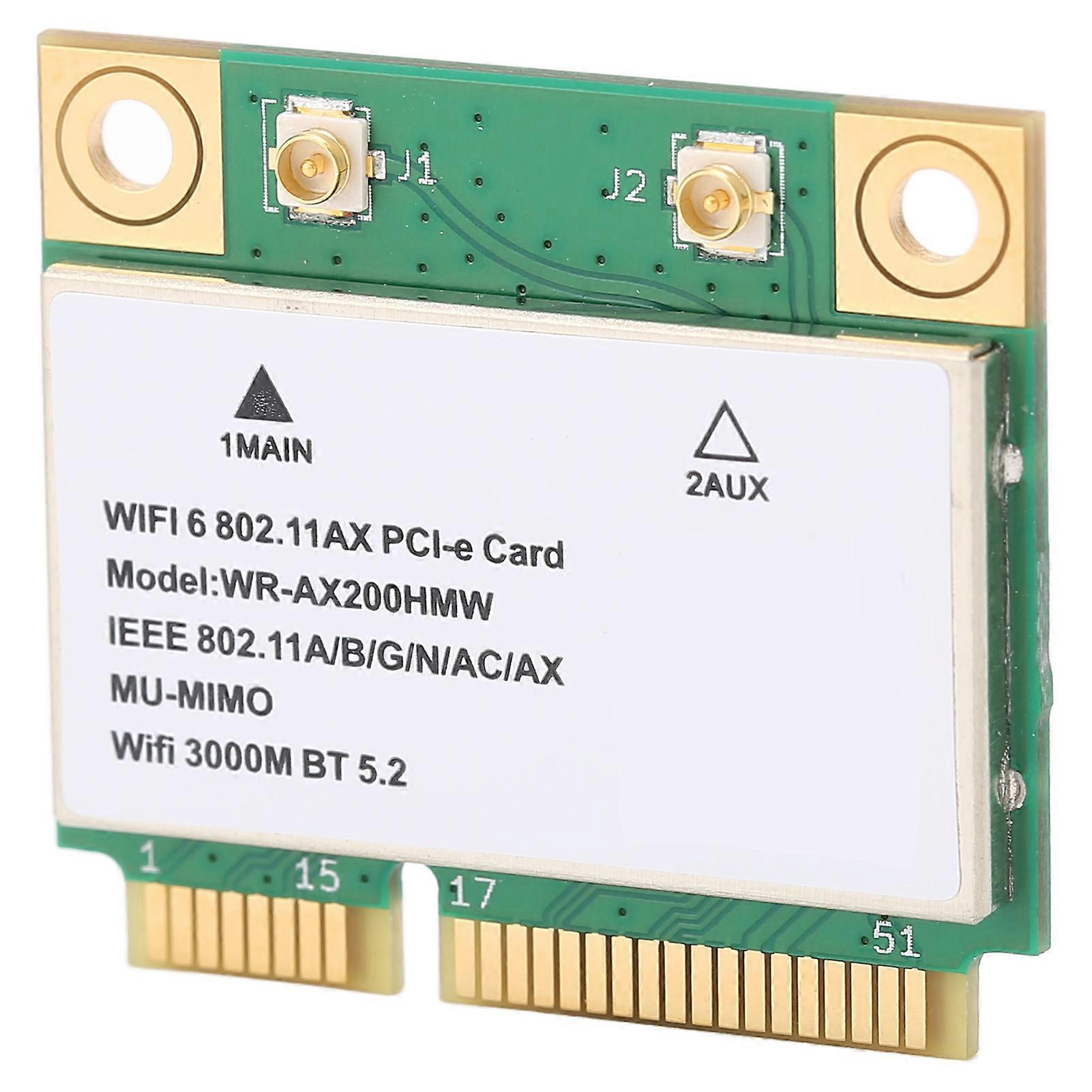 Carte WiFi 6, AX1800H Double Bande5.2 Mini Interface PCIE Adaptateur WiFi Pour10/11 Avec Réseau Double Bande 2,4 GHz/5 GHz, Vitesse Maximale Jusqu'à 1200 Mbps
