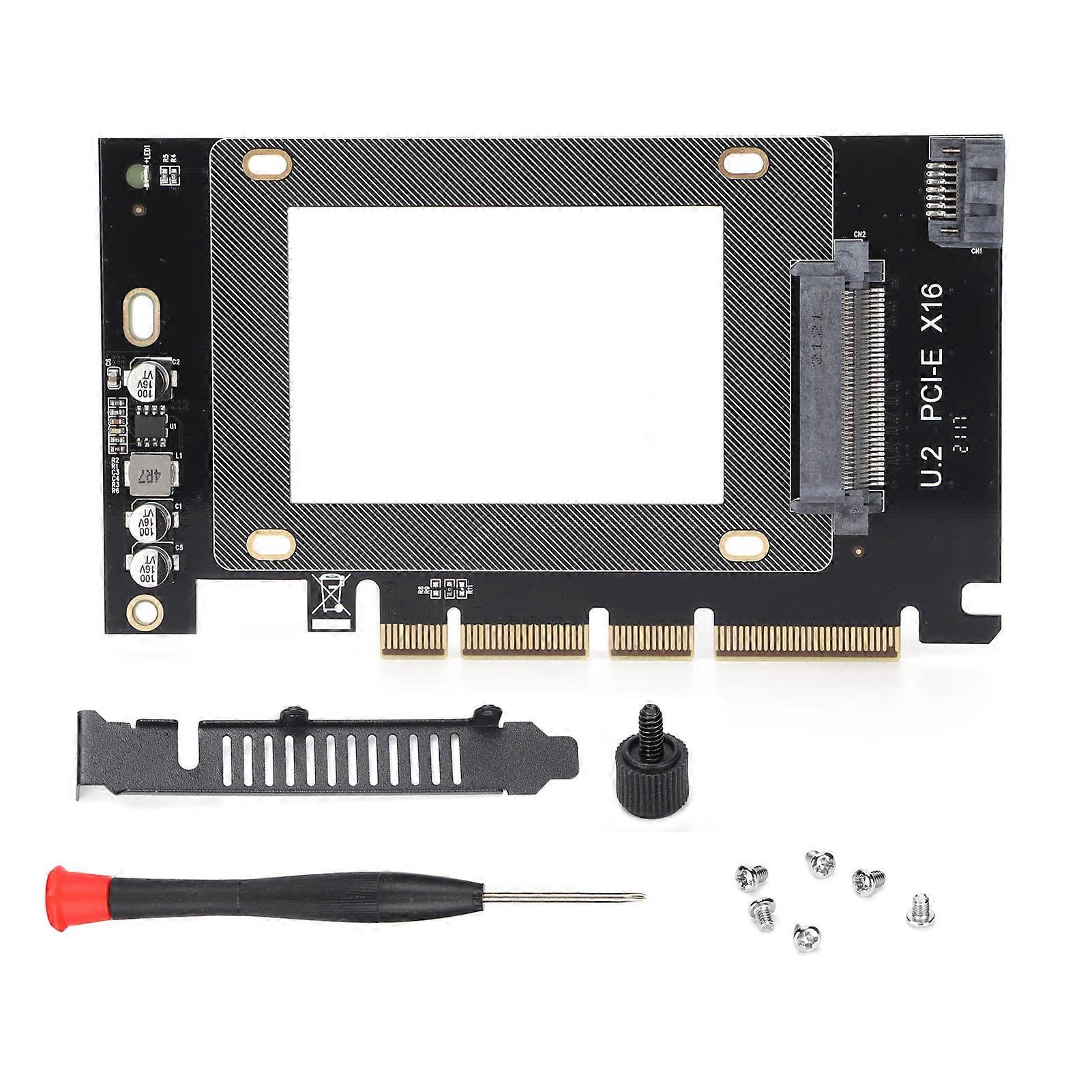 JEYI Adapter Card PCIE X16 to U.2 SFF8639 to SSD SATA3.0 Dual Port SelfPowered Expansion Card