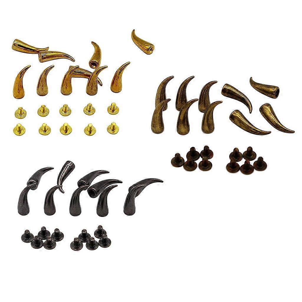 2x 10 Sets Curved Cone Studs Rivets for DIY Leather Craft Punk