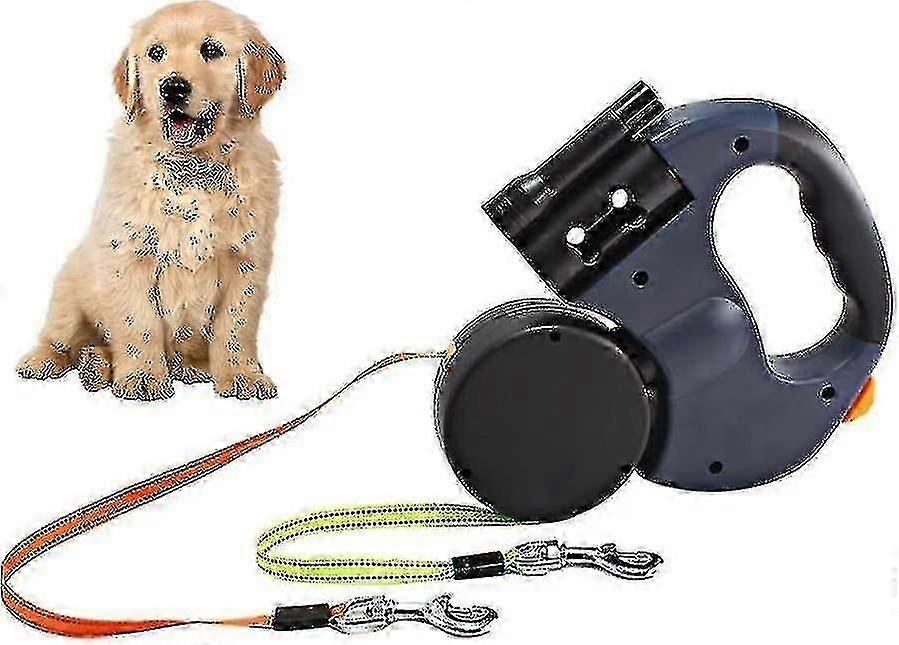 Retractable Double Dog Leash, 3m Double Dog Leash Compatible With Two Dogs Flexible Double Dog Leash With Non-slip Handle, Compatible With Small And M