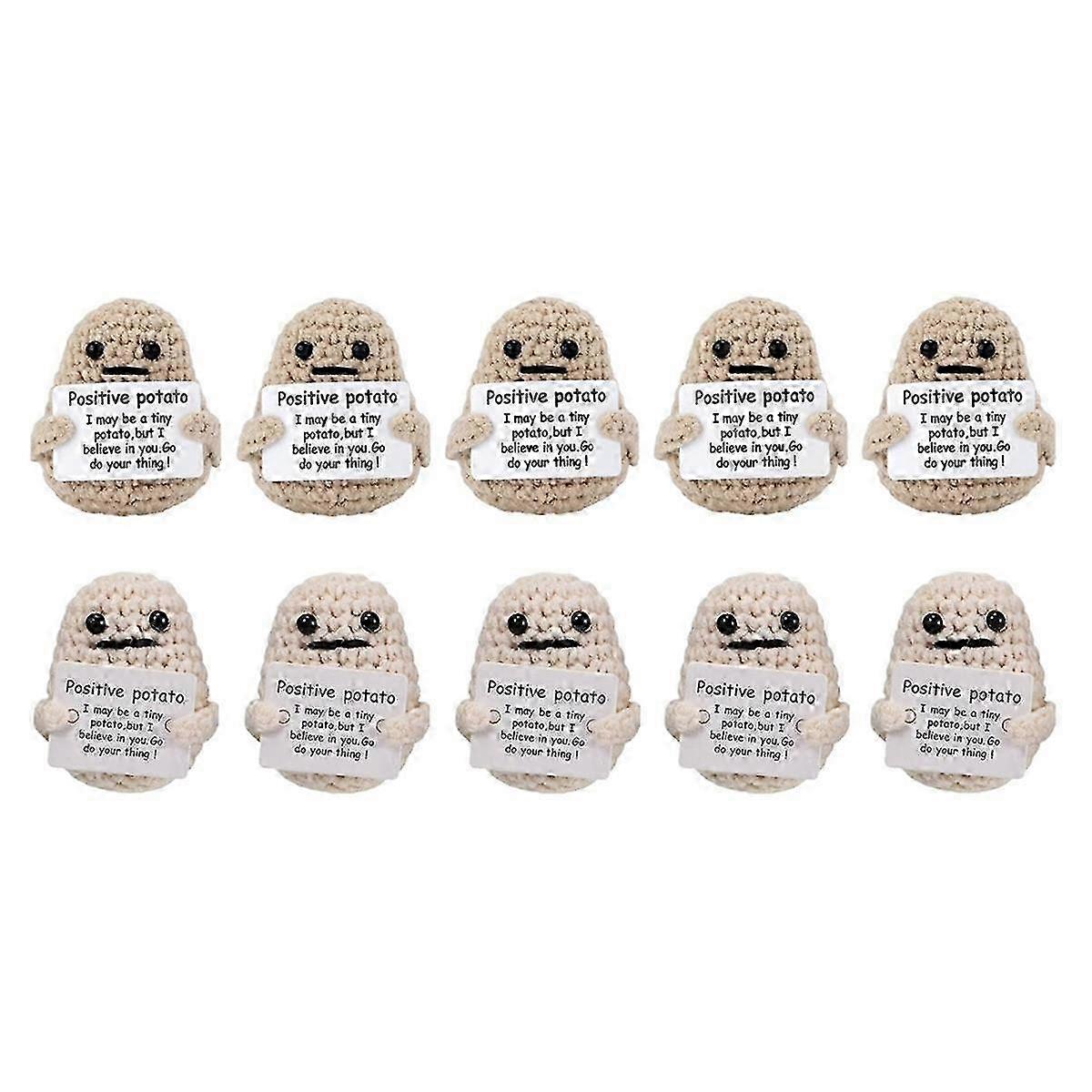 10PCSかわいいポジティブポテトエモーショナルサポートピクルスカードとバッグかぎ針編みの人形ぬいぐるみ