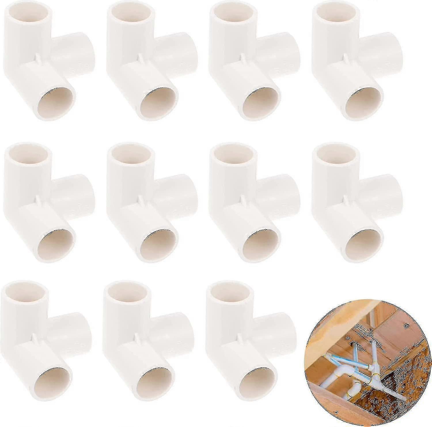 3 Way Inner Diameter 20mm Pvc Fittings 3-way Elbow Pvc Fitting Connectors Water Pipe Joints For Irrigation Watering Pipe(11 Pcs, White)