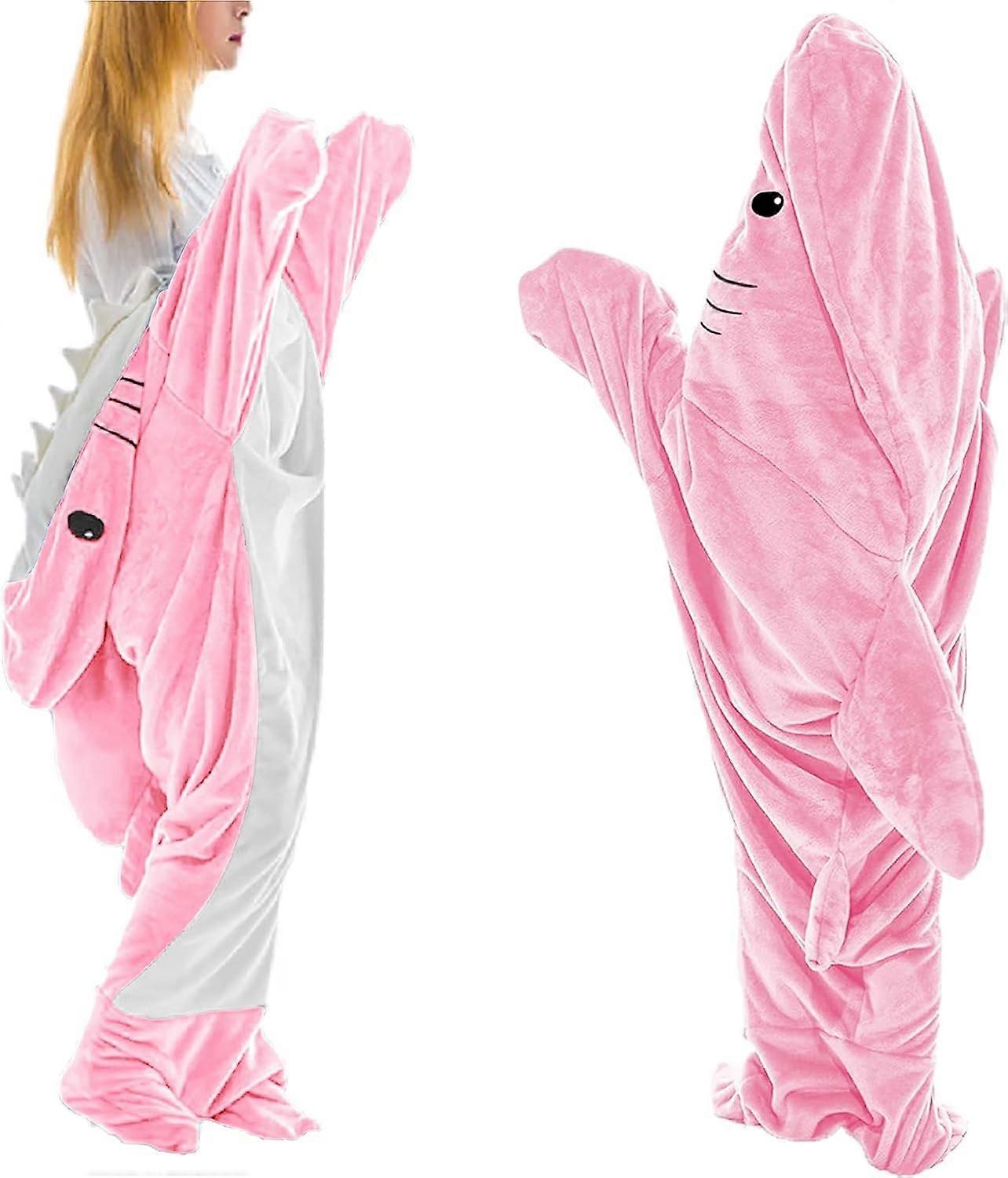 Shark Blanket for Adult Kids - Wearable Shark Blanket Hoodie Shark Tail Wearable Onesie Blanket Super Soft Cozy Flannel Hoodie Sleeping Bag Interest