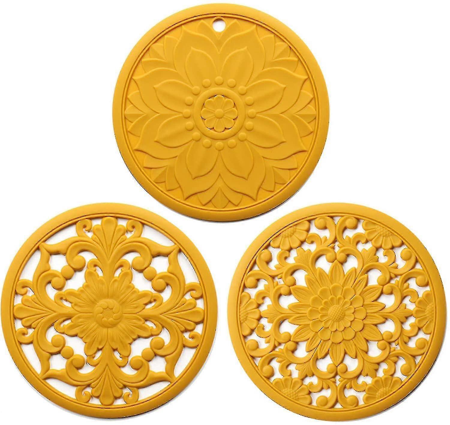 3pcs/set Ant Mat, Mulitpurpose Silic Placemat Fl Round Nonskid H Pad For Kit Hots Pots And Pans