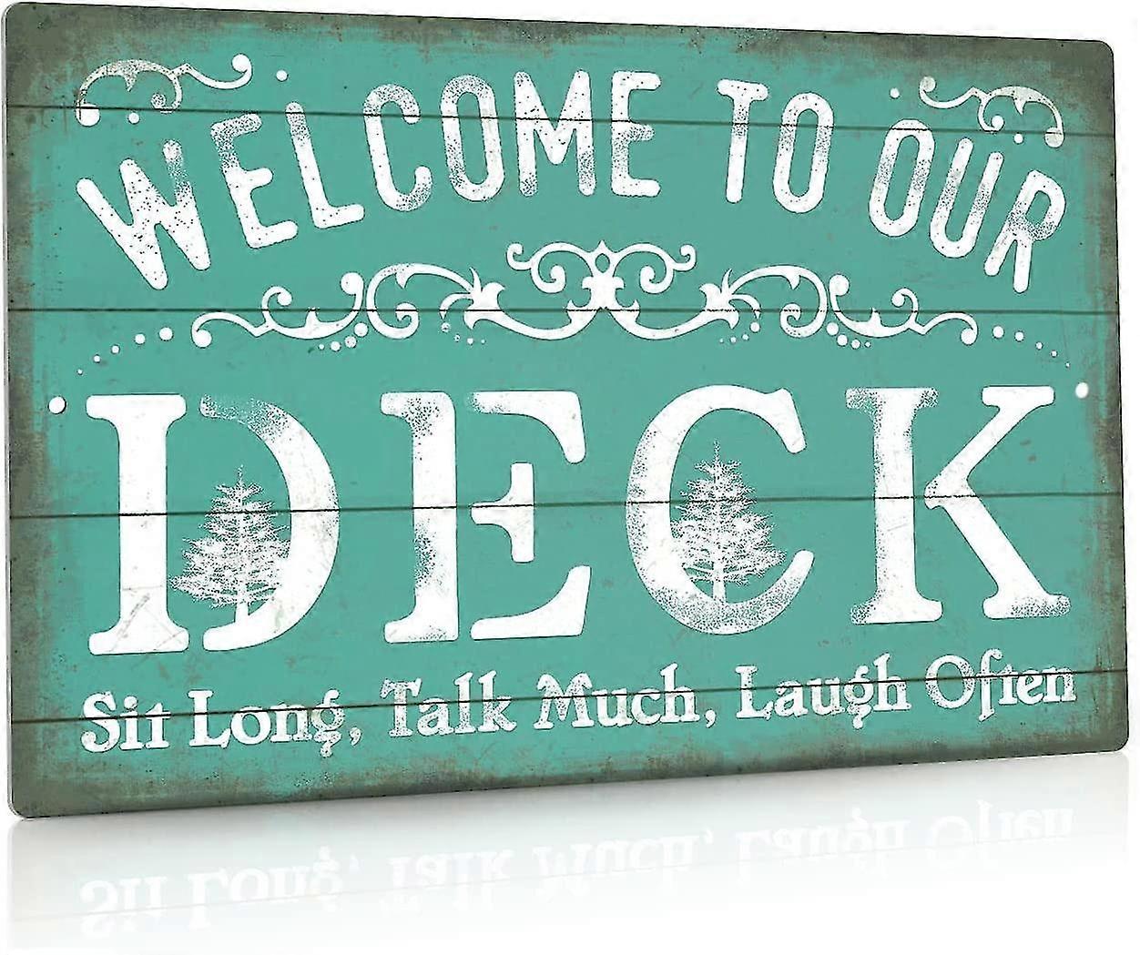 Placa do deck, decoração rústica da parede da casa de fazenda, uso interno/externo, 8x12 polegadas ou 12x16 polegadas alumínio metal